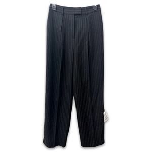 Topshop Trousers Pinstriped High Rise Button Fly Pleated Charcoal Gray W 4 NWT
